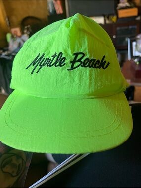 90s Myrtle Beach Neon Green Baseball Cap